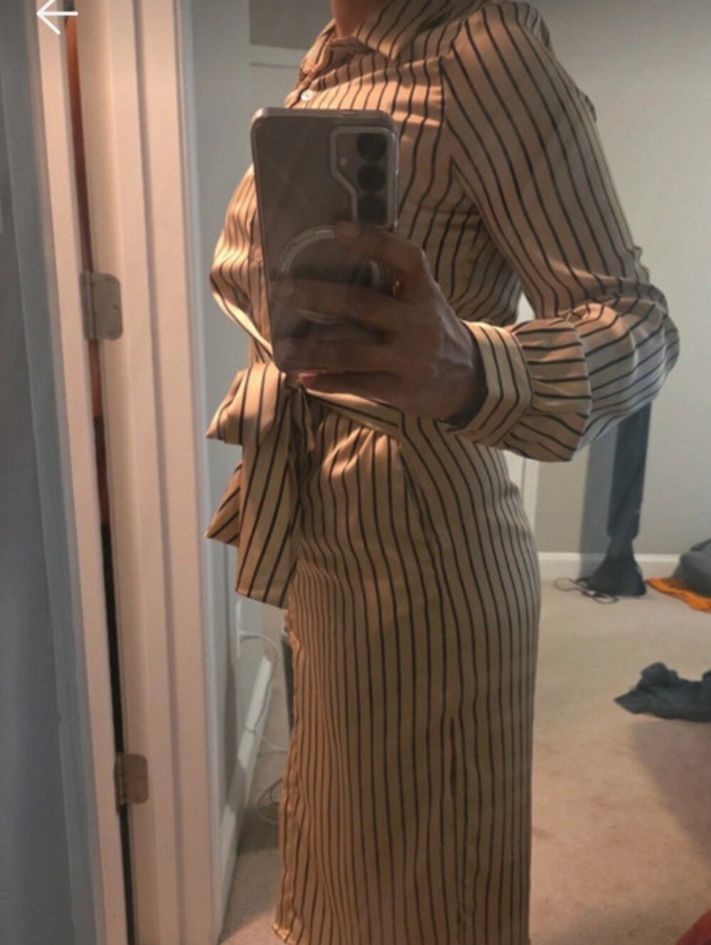 Do+be Striped Black And Gold Shirt Dress S